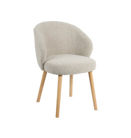 Damn LABEL51 Eetkamerstoel Shiro - Naturel - Royal Boucle - Naturel Houten Frame