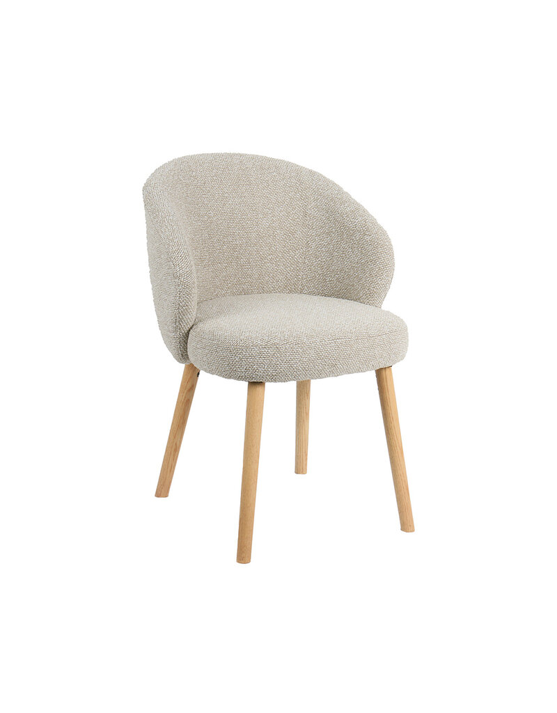 Damn LABEL51 Eetkamerstoel Shiro - Naturel - Royal Boucle - Naturel Houten Frame