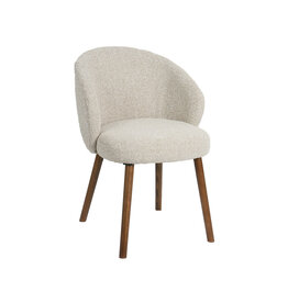 Damn LABEL51 Eetkamerstoel Shiro - Naturel - Royal Boucle - Walnoot Houten Frame
