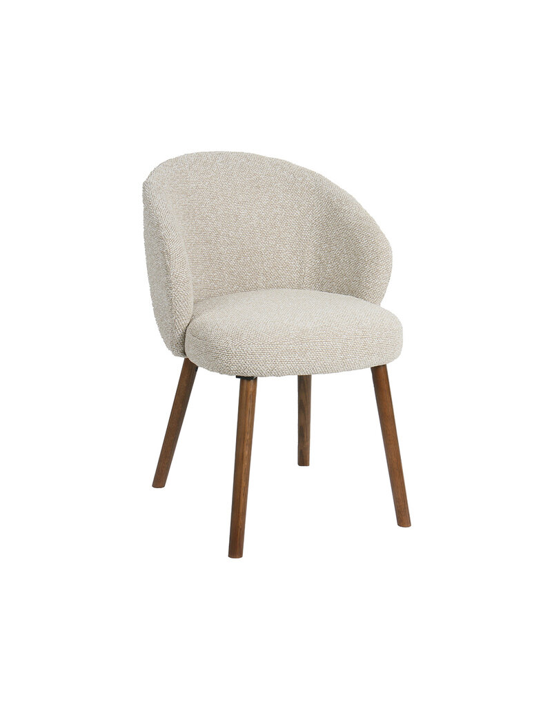 Damn LABEL51 Eetkamerstoel Shiro - Naturel - Royal Boucle - Walnoot Houten Frame