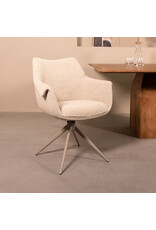 Damn LABEL51 Eetkamerstoel Narumi - Naturel - Royal Boucle - Taupe Metalen Frame