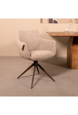 Damn LABEL51 Eetkamerstoel Narumi - Mushroom - Royal Boucle - Brons Metalen Frame