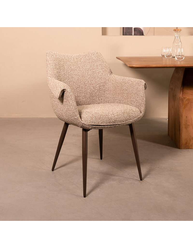 Damn LABEL51 Eetkamerstoel Mirai - Mushroom - Royal Boucle - Brons Metalen Frame