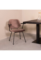 Damn LABEL51 Eetkamerstoel Gastron - Taupe - Fluweel - Zwart Metalen Frame