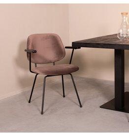 Damn LABEL51 Eetkamerstoel Gastron - Taupe - Fluweel - Zwart Metalen Frame