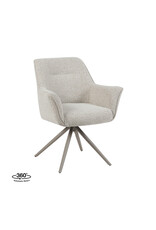 Damn LABEL51 Eetkamerstoel Kimora - Naturel - Royal Boucle - Taupe Metalen Frame