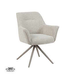 Damn LABEL51 Eetkamerstoel Kimora - Naturel - Royal Boucle - Taupe Metalen Frame