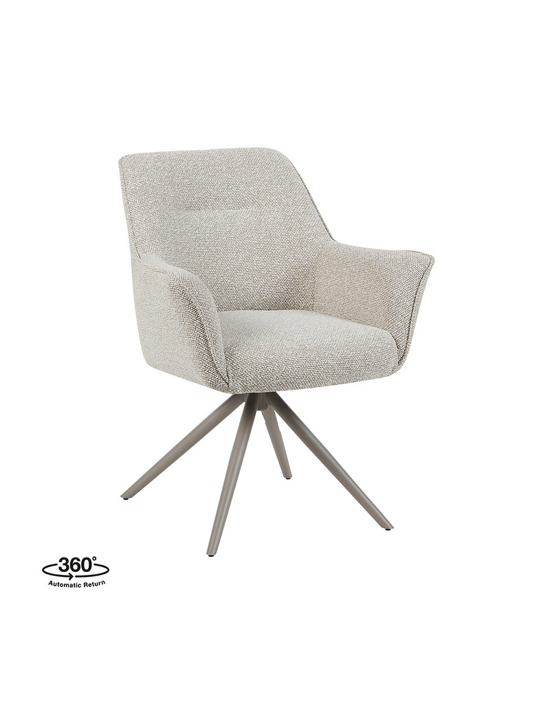 Damn LABEL51 Eetkamerstoel Kimora - Naturel - Royal Boucle - Taupe Metalen Frame