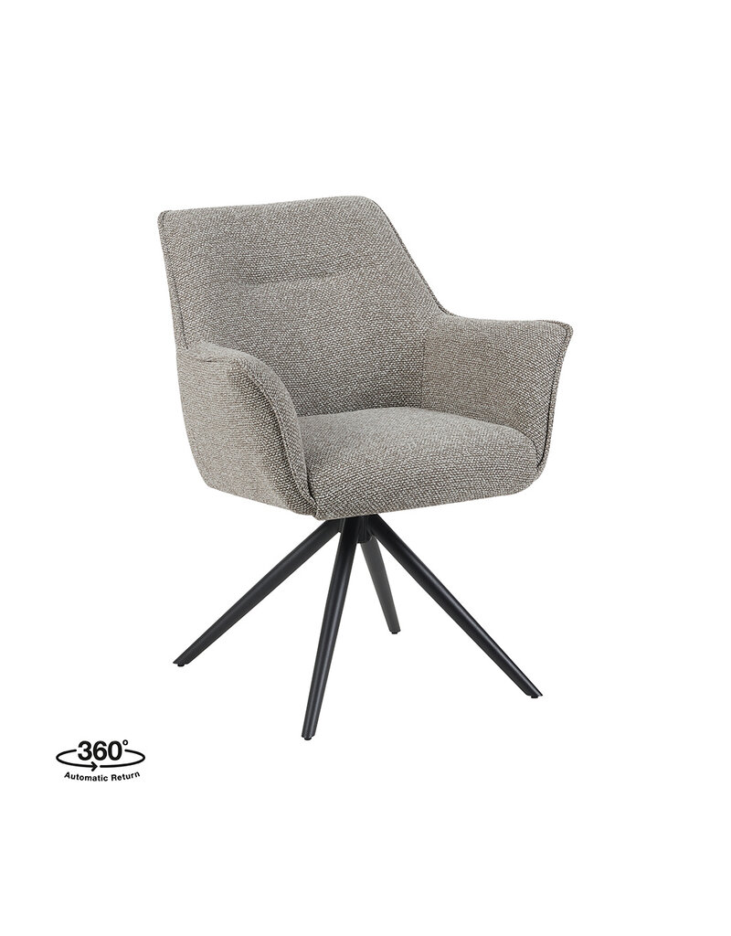 Damn LABEL51 Eetkamerstoel Kimora - Mushroom - Royal Boucle - Zwart Metalen Frame