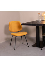 Damn LABEL51 Eetkamerstoel Bello - Oker - Fluweel - Zwart Metalen Frame