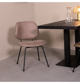 Damn LABEL51 Eetkamerstoel Bello - Taupe - Micro Suede - Zwart Metalen Frame