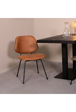 Damn LABEL51 Eetkamerstoel Bello - Cognac - Micro Suede - Zwart Metalen Frame