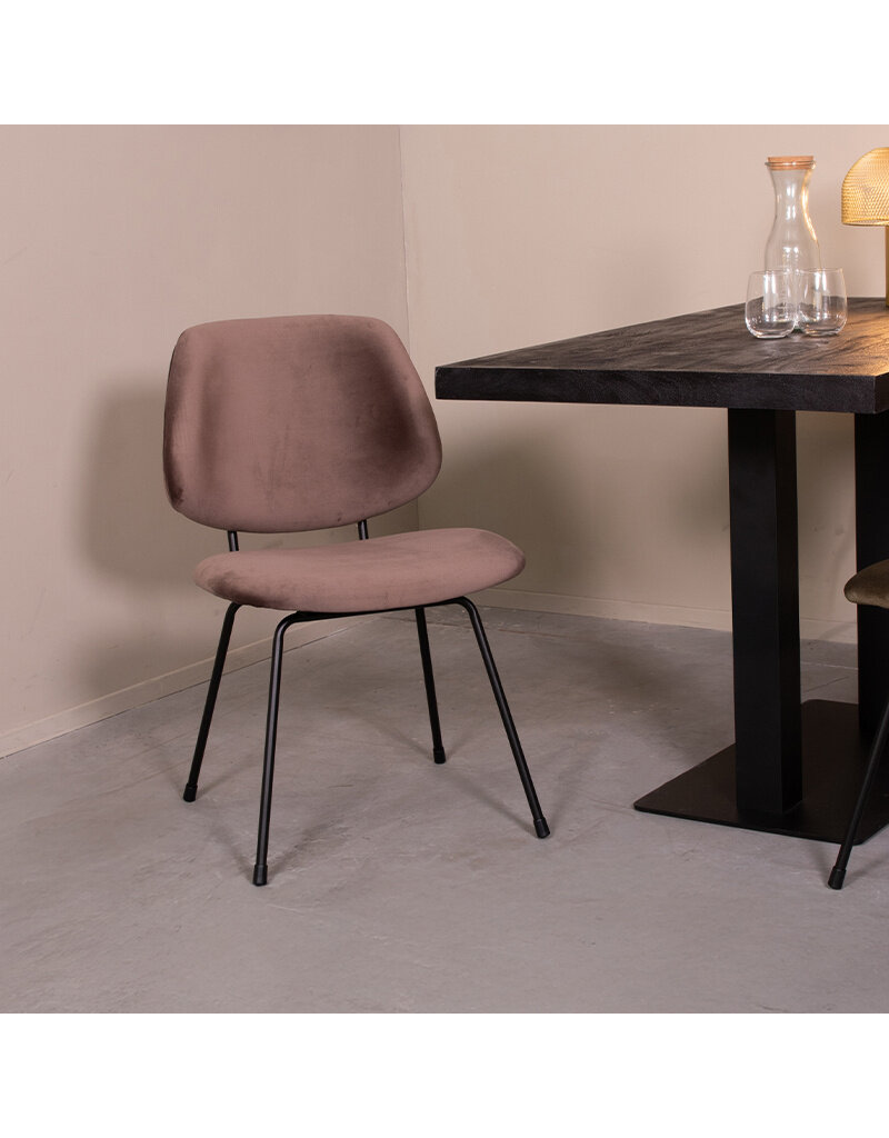 Damn LABEL51 Eetkamerstoel Bello - Taupe - Fluweel - Zwart Metalen Frame