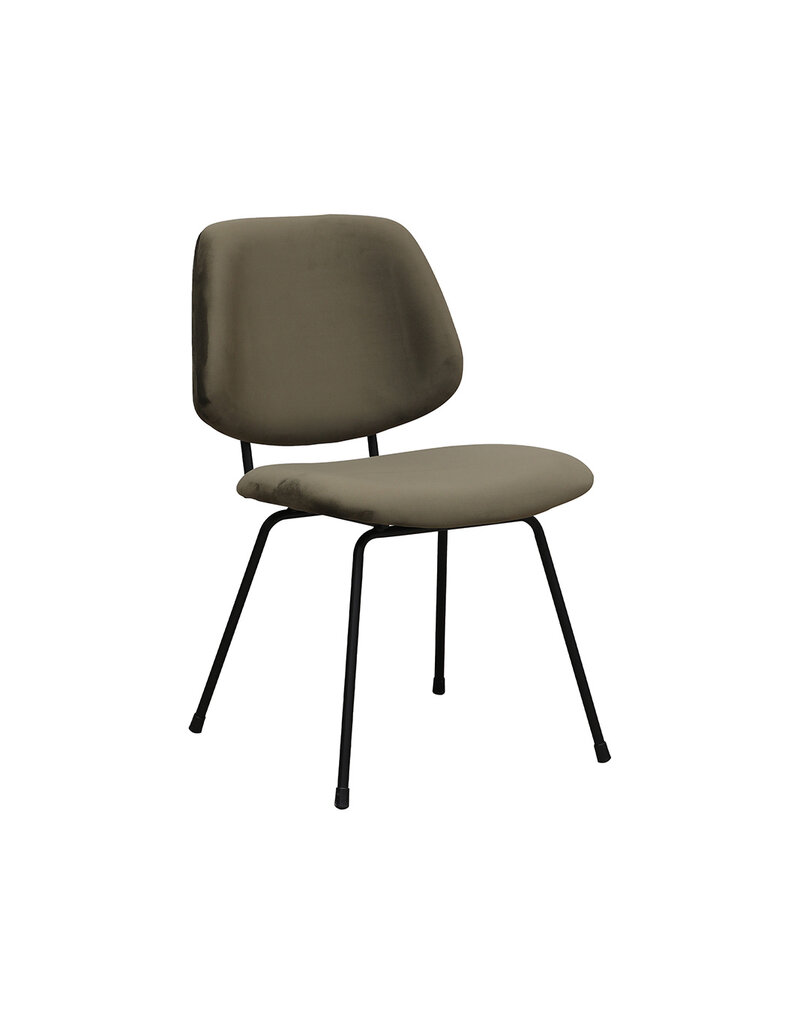 Damn LABEL51 Eetkamerstoel Bello - Hunter - Fluweel - Zwart Metalen Frame