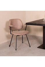 Damn LABEL51 Eetkamerstoel Rivano - Taupe - Micro Suede - Zwart Metalen Frame