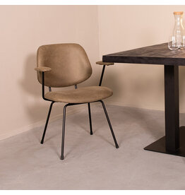 Damn LABEL51 Eetkamerstoel Rivano - Moss - Micro Suede - Zwart Metalen Frame