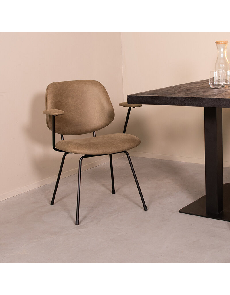 Damn LABEL51 Eetkamerstoel Rivano - Moss - Micro Suede - Zwart Metalen Frame