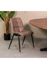 Damn LABEL51 Eetkamerstoel Noor - Taupe - Micro Suede - Zwart Metalen Frame