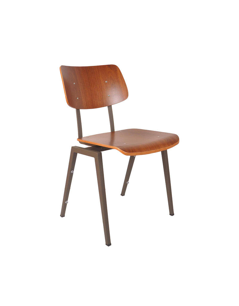 Damn LABEL51 Eetkamerstoel Stapelbaar - Bruin - Hout - Forest Metalen Frame