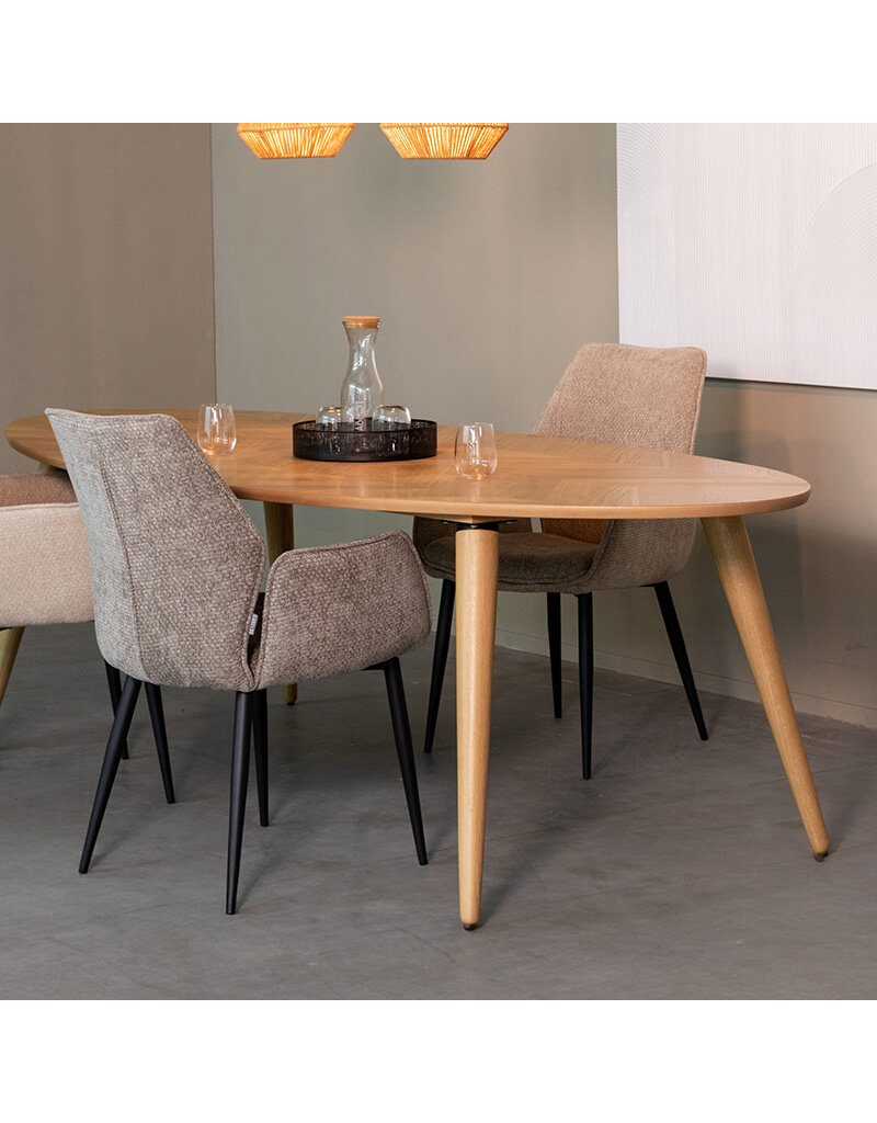 Damn LABEL51 Eetkamertafel Ines - Naturel - Eiken - 210 cm - Ovaal