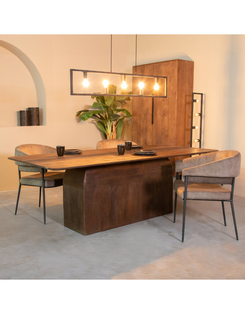 Damn LABEL51 Eetkamertafel Owen - Espresso - Mangohout - 200 cm