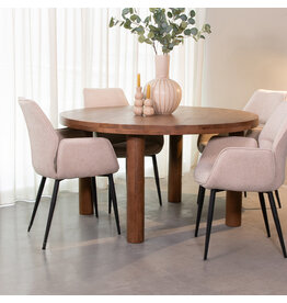 Damn LABEL51 Eetkamertafel Elly - Nature Smooth - Mangohout - 140 cm - Rond