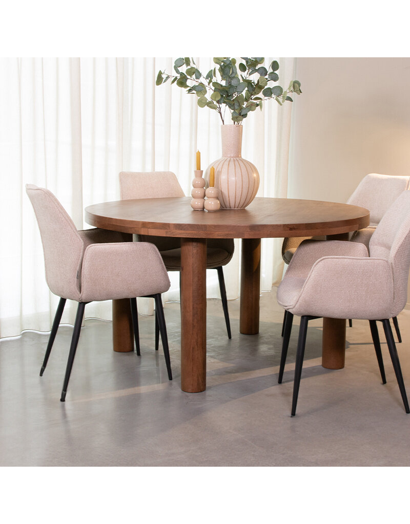 Damn LABEL51 Eetkamertafel Elly - Nature Smooth - Mangohout - 140 cm - Rond