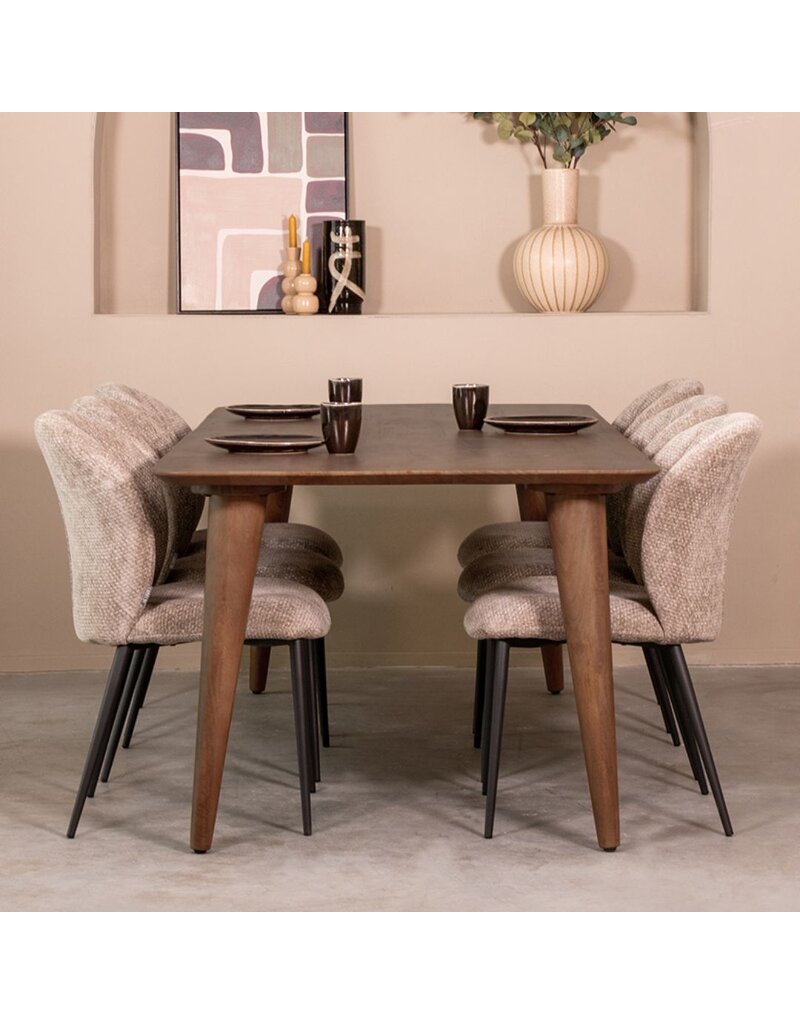 Damn LABEL51 Eetkamertafel Fly - Espresso - Mangohout - 160 cm