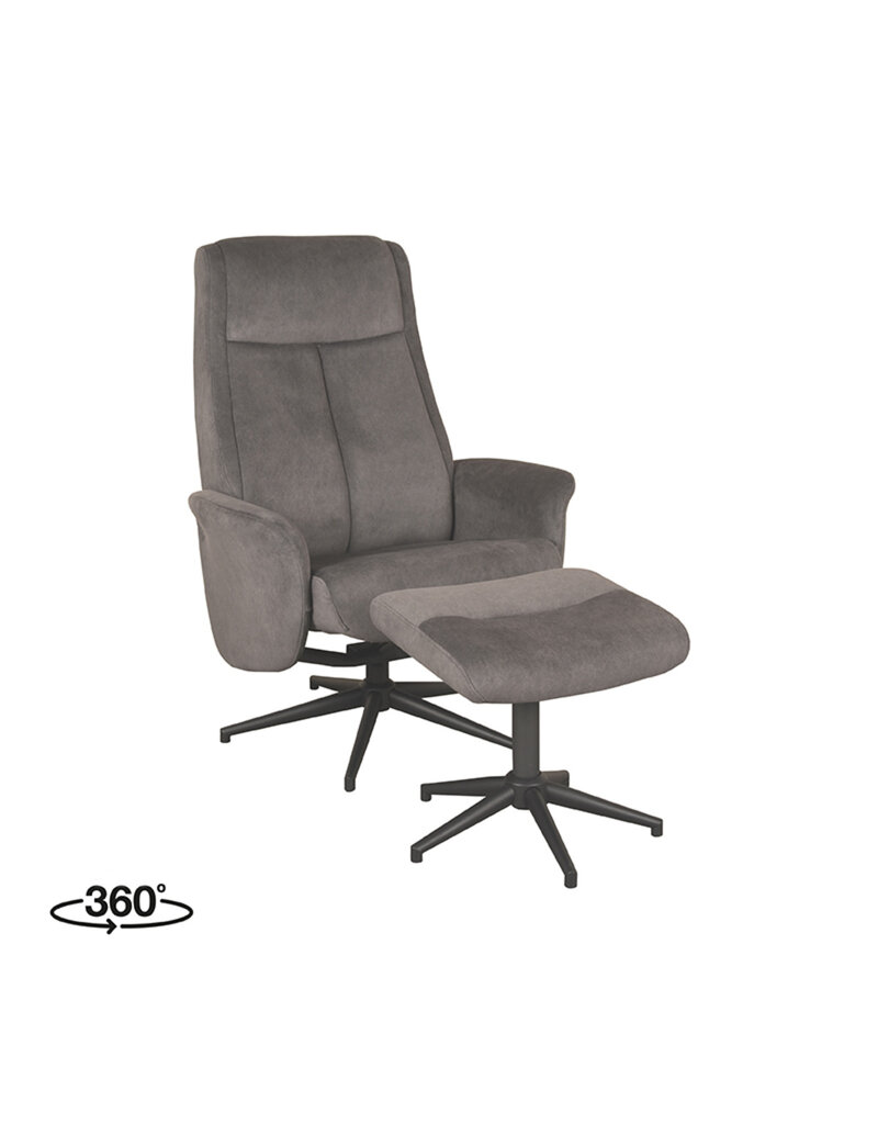 Damn LABEL51 Fauteuil Bergen - Antraciet - Cosmo - Incl. Hocker