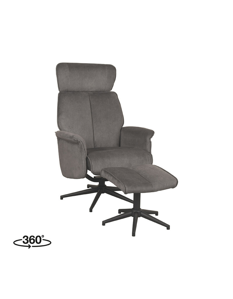 Damn LABEL51 Fauteuil Verdal - Antraciet - Cosmo - Incl. Hocker