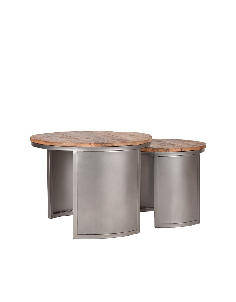 Damn LABEL51 Salontafel Set Bunch - Rough - Mangohout - 60 cm - Rond