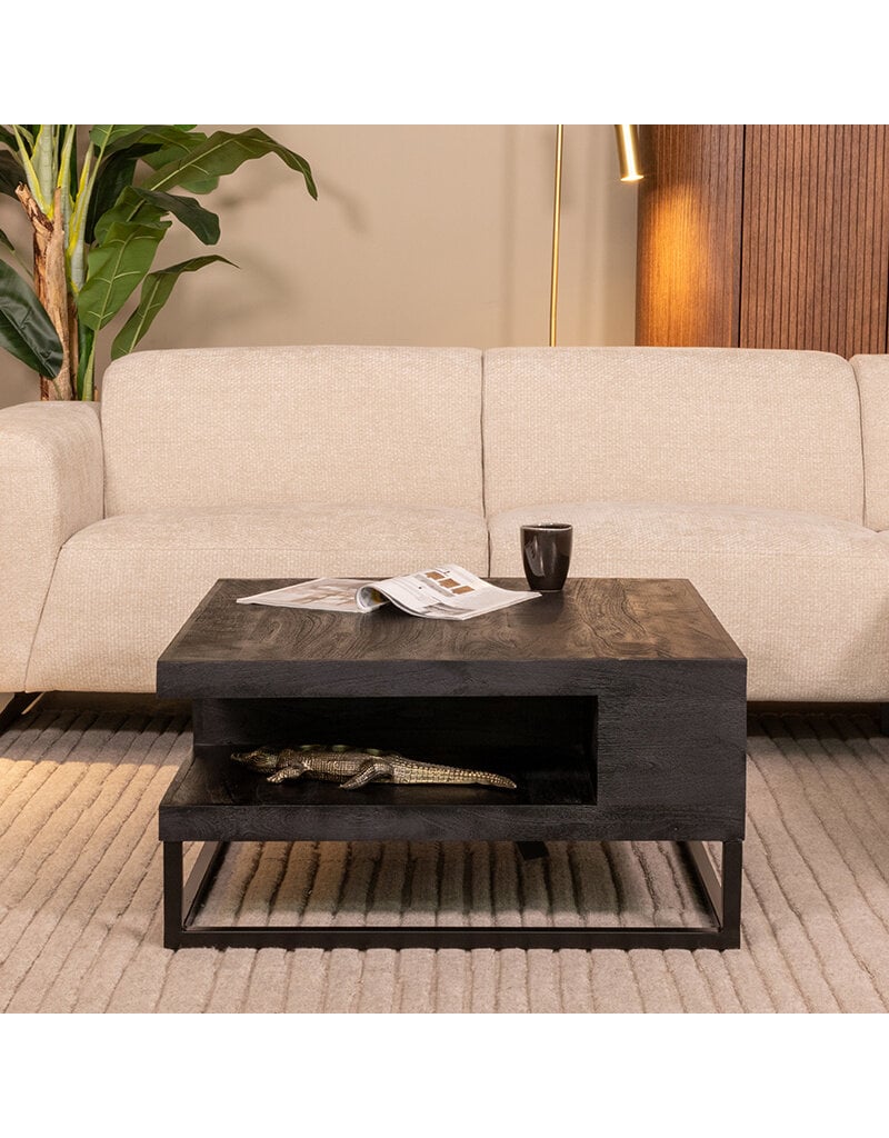Damn LABEL51 Salontafel Cube - Zwart - Mangohout - 80 cm