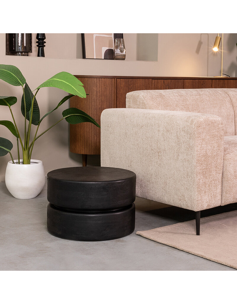 Damn LABEL51 Salontafel Milly - Zwart - Mangohout - 50 cm - Rond
