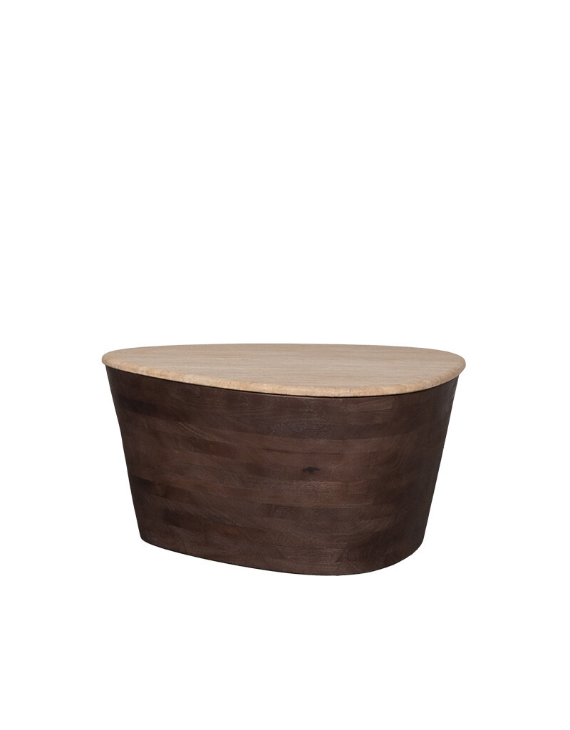 Damn LABEL51 Salontafel Ravi - Espresso - Travertin - 70 cm