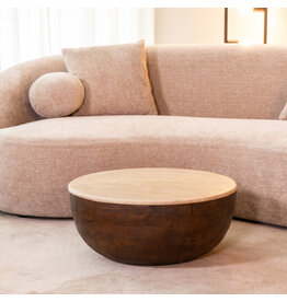 Damn LABEL51 Salontafel Bowl - Espresso - Travertin - 70 cm - Rond