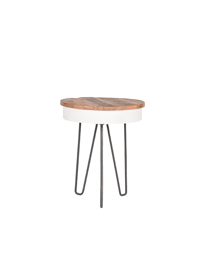 Damn LABEL51 Bijzettafel Saria - Wit - Metaal - 44 cm - Rond