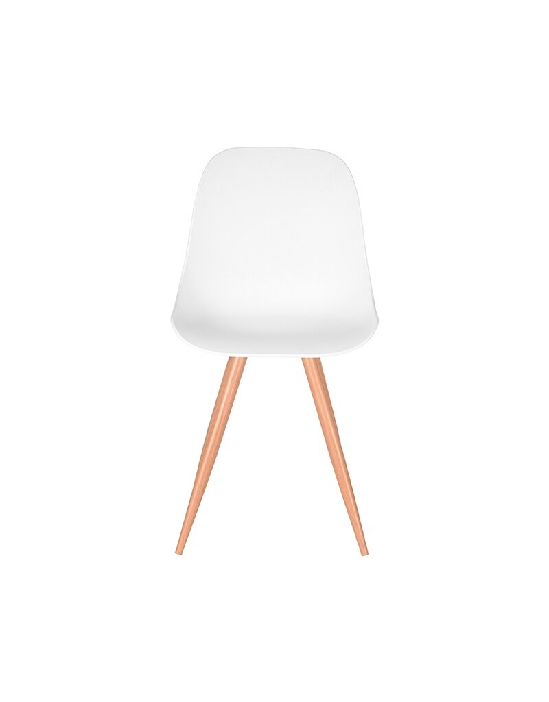 Damn LABEL51 Eetkamerstoel Rimini - Wit - PP - Naturel Houtlook Frame