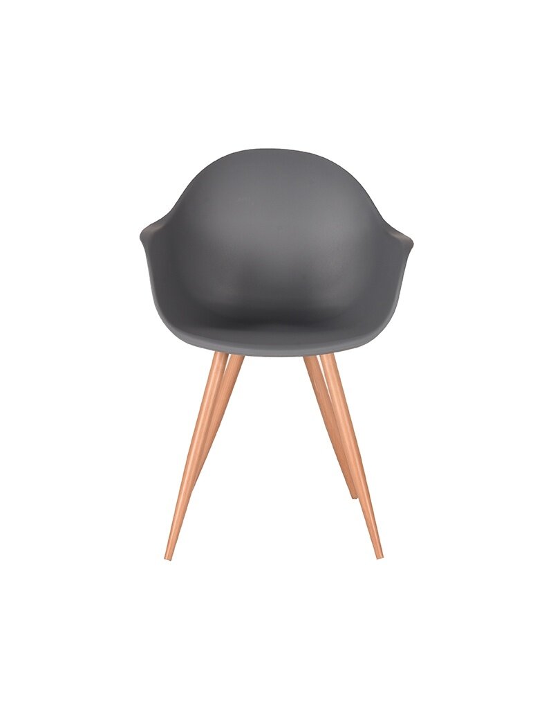 Damn LABEL51 Eetkamerstoel Parma - Antraciet - PP - Naturel Houtlook Frame