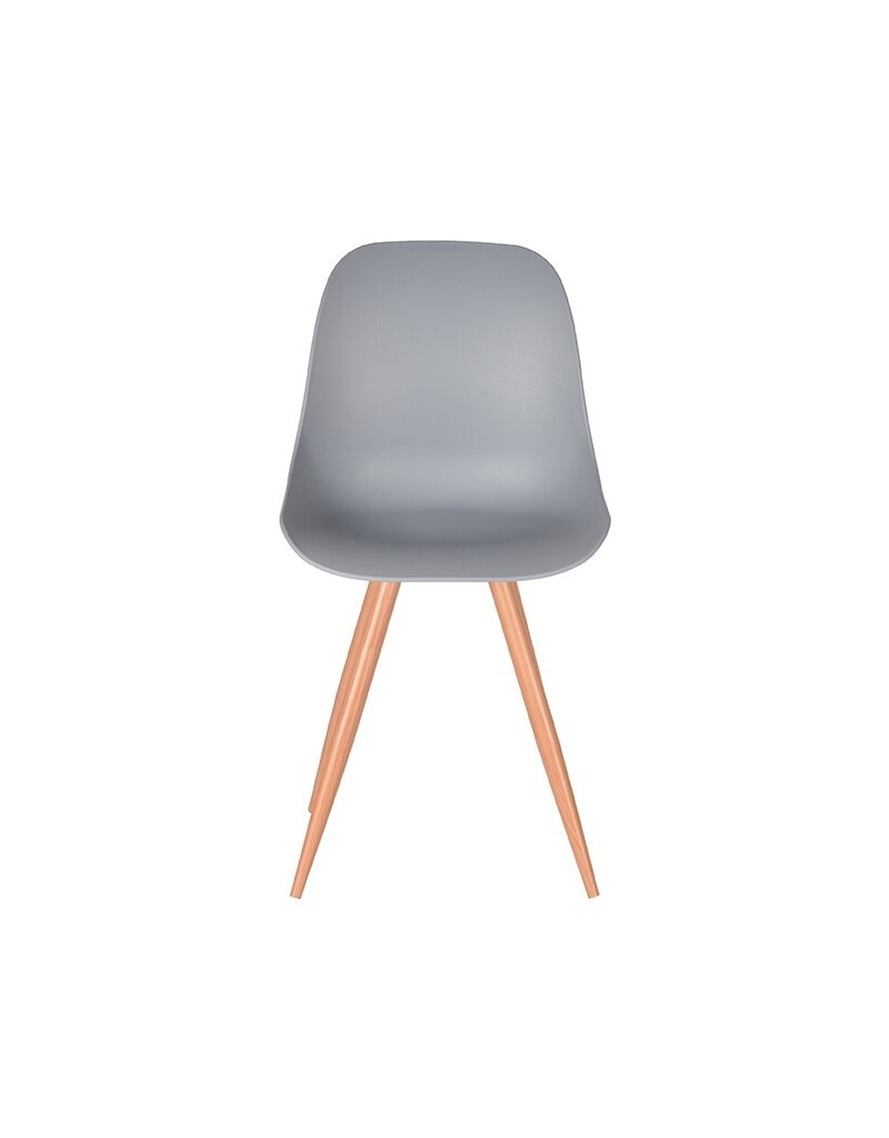Damn LABEL51 Eetkamerstoel Rimini - Grijs - PP - Naturel Houtlook Frame