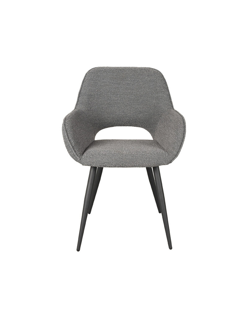Damn LABEL51 Eetkamerstoel Fer - Grijs - Boucle - Zwart Metalen Frame