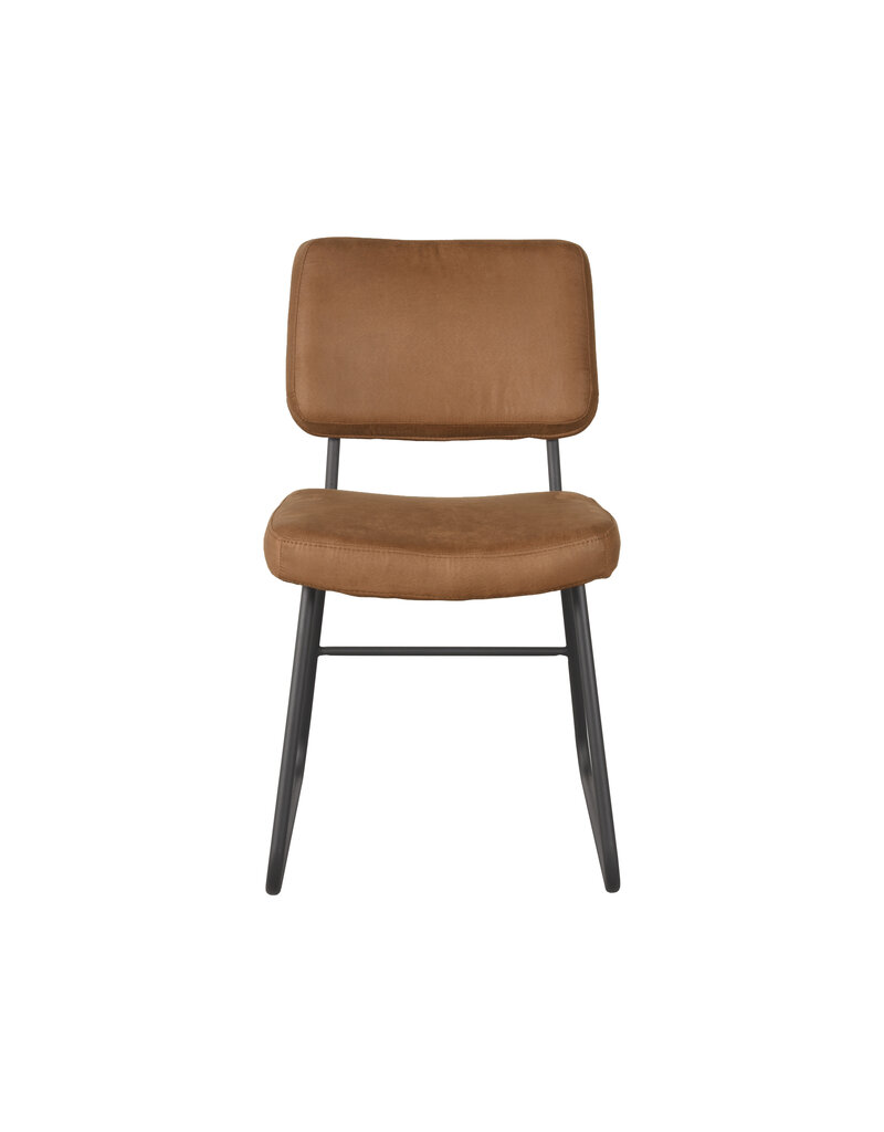Damn LABEL51 Eetkamerstoel Noah - Cognac - Micro Suede - Zwart Metalen Frame