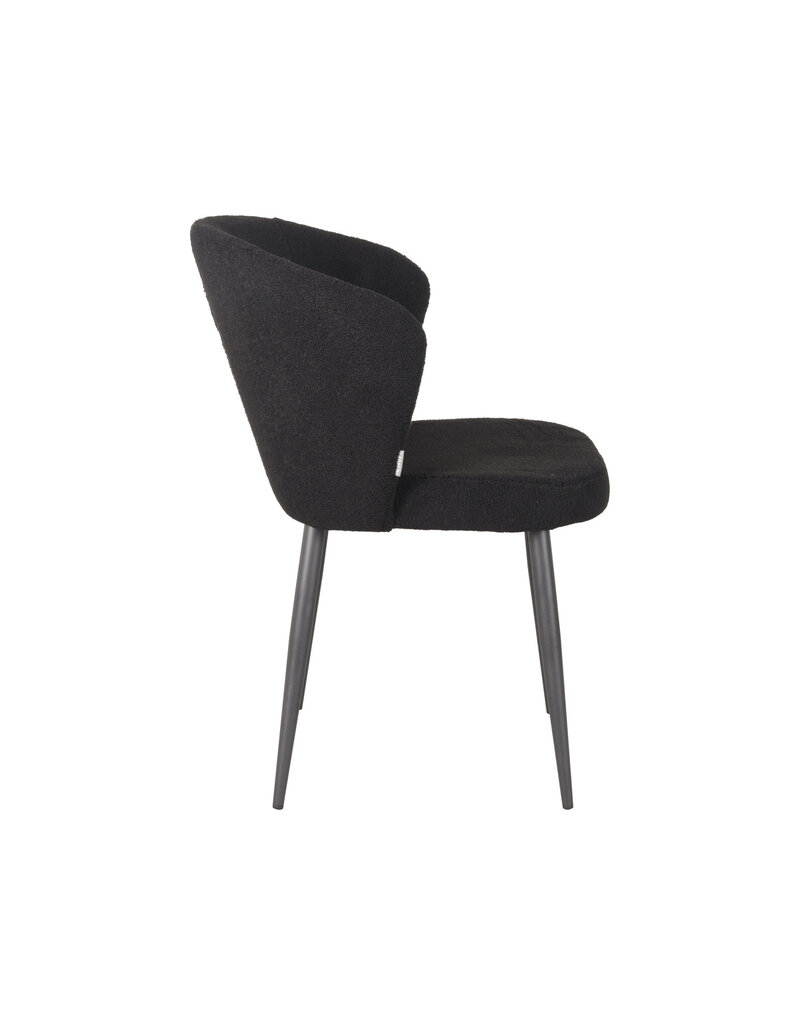 Damn LABEL51 Eetkamerstoel Whirl - Zwart - Teddy - Zwart Metalen Frame