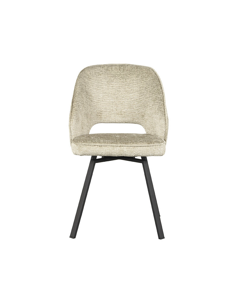 Damn LABEL51 Eetkamerstoel Lewis - Beige - Elegance - Zwart Metalen Frame