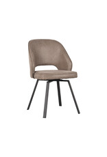 Damn LABEL51 Eetkamerstoel Lewis - Taupe - Micro Suede - Zwart Metalen Frame