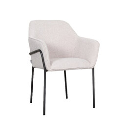 Damn LABEL51 Eetkamerstoel Dexter - Naturel - Boucle - Zwart Metalen Frame