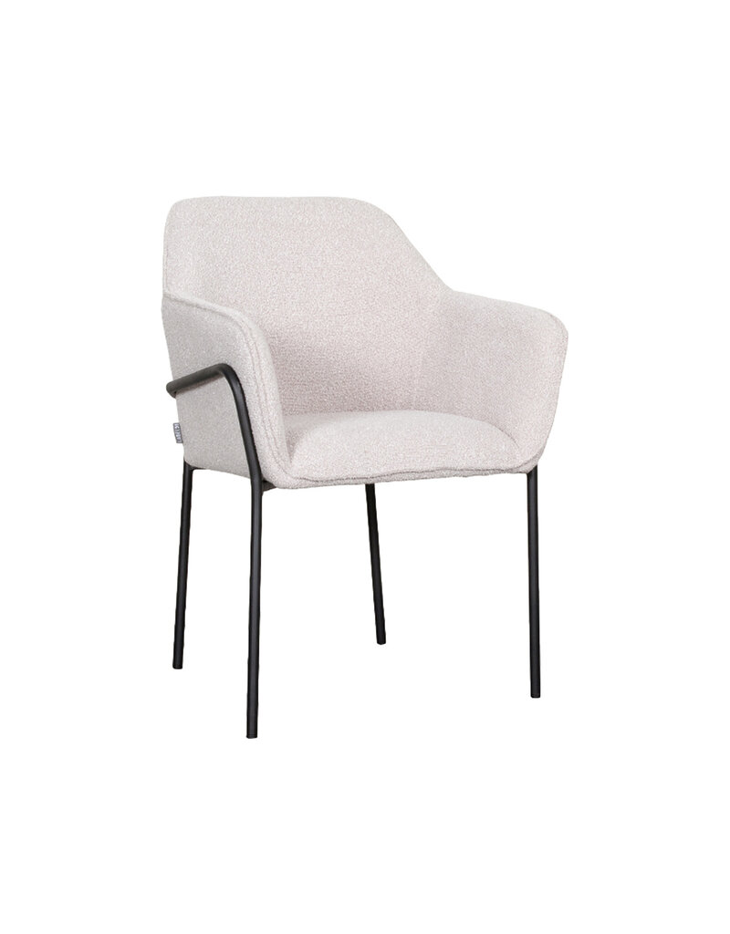 Damn LABEL51 Eetkamerstoel Dexter - Naturel - Boucle - Zwart Metalen Frame