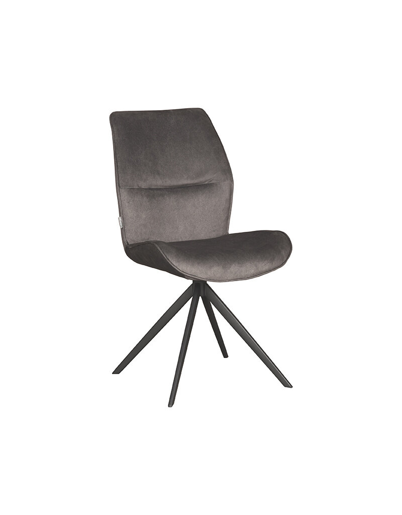 Damn LABEL51 Eetkamerstoel Comfy - Antraciet - Cosmo - Zwart Metalen Frame