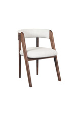 Damn LABEL51 Eetkamerstoel Sasha - Ecru - Boucle - Walnoot Houten Frame