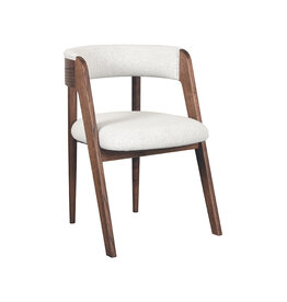 Damn LABEL51 Eetkamerstoel Sasha - Ecru - Boucle - Walnoot Houten Frame