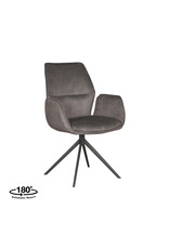 Damn LABEL51 Eetkamerstoel Mellow - Antraciet - Cosmo - Zwart Metalen Frame